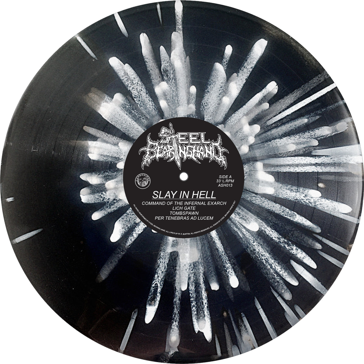 シルバー　真鍮　 DISCO roots pick maiden Steel Bearing Hand - “Slay In Hell” Black and Clear Merge