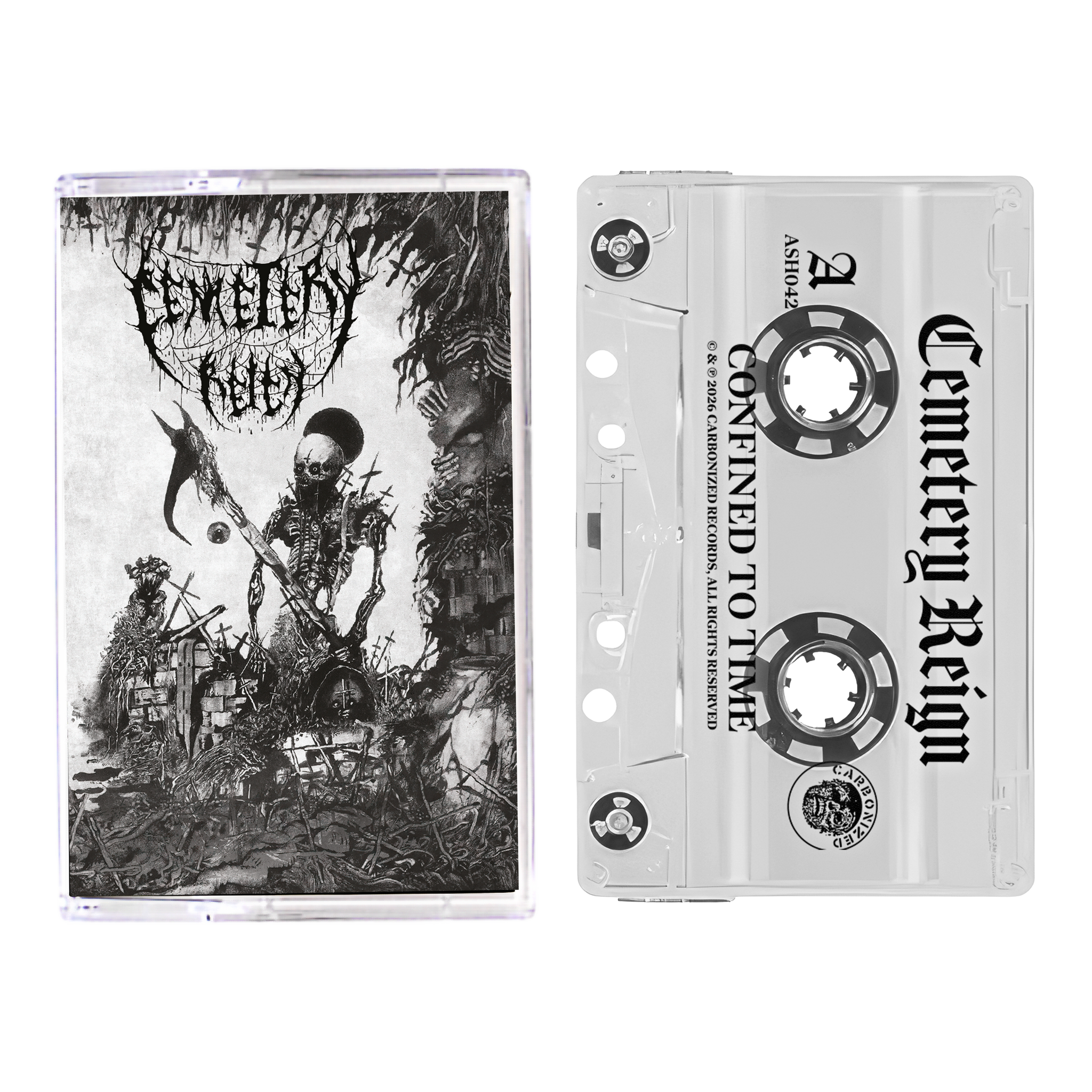 RAN THE WALKING CEMETERY カセットテープ Cemetery Reign - Confined to Time Clear Cassette – Carbonized Records