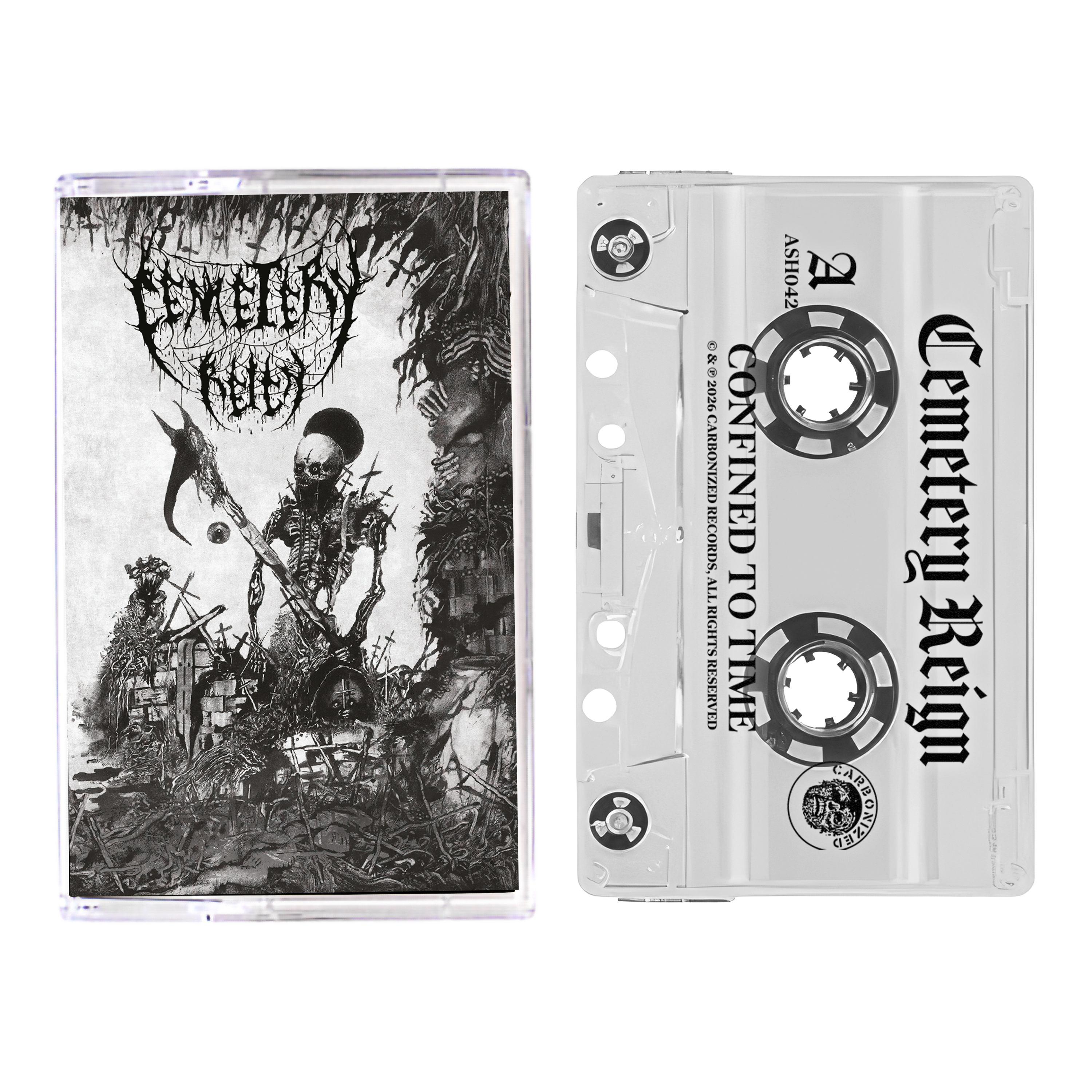 RAN THE WALKING CEMETERY カセットテープ Cemetery Reign - Confined to Time Clear Cassette – Carbonized Records