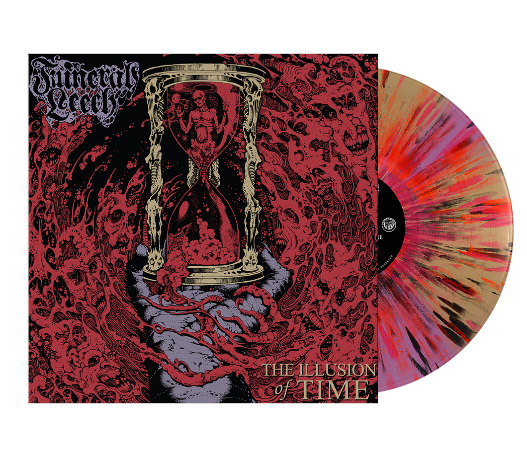 Funeral Leech - “The Illusion of Time” Violet and Gold Spinner with Black, Red, and Magenta Splatter LP