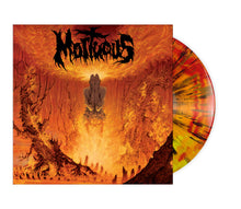 Load image into Gallery viewer, Mortuous - &quot;Upon Desolation&quot; Orange / Red / Yellow Tri-Color Merge with Black and Brown Splatter LP

