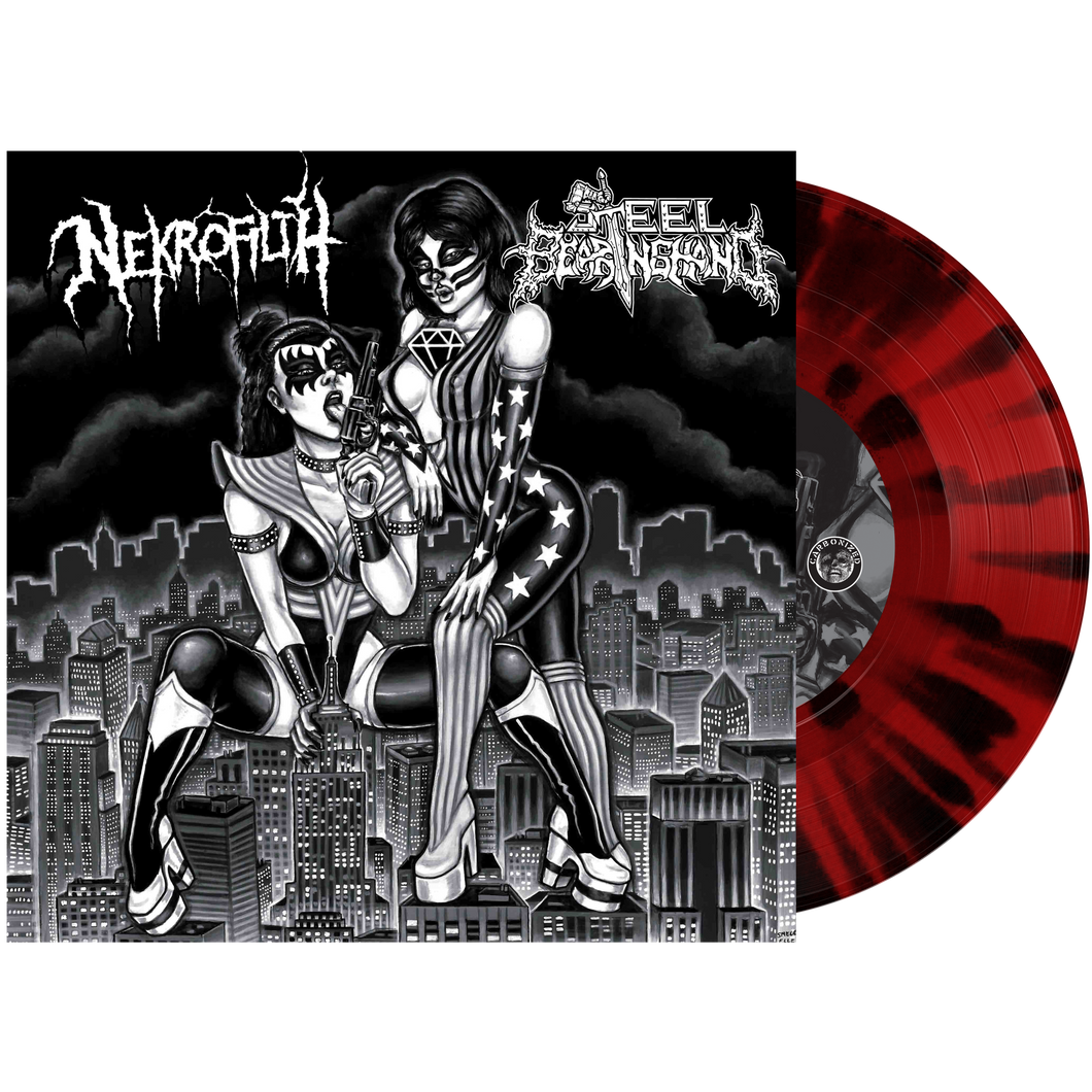 Nekrofilth / Steel Bearing Hand Blood Red Black Splatter Vinyl
